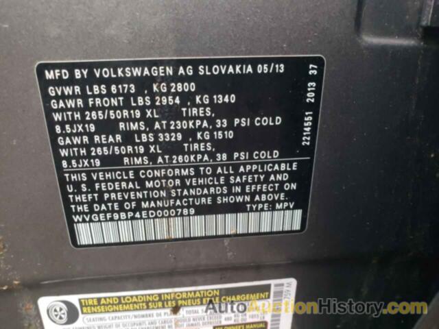 VOLKSWAGEN TOUAREG V6, WVGEF9BP4ED000789