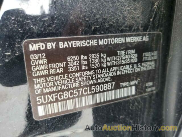BMW X6 XDRIVE50I, 5UXFG8C57CL590887