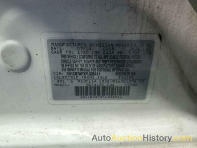 NISSAN VERSA S, 3N1CN7APXFL838411