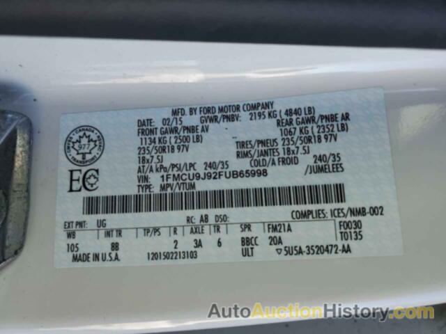 FORD ESCAPE TITANIUM, 1FMCU9J92FUB65998