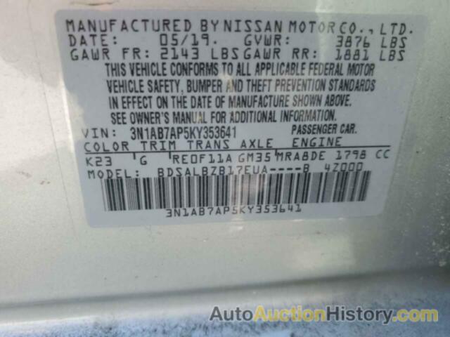 NISSAN SENTRA S, 3N1AB7AP5KY353641