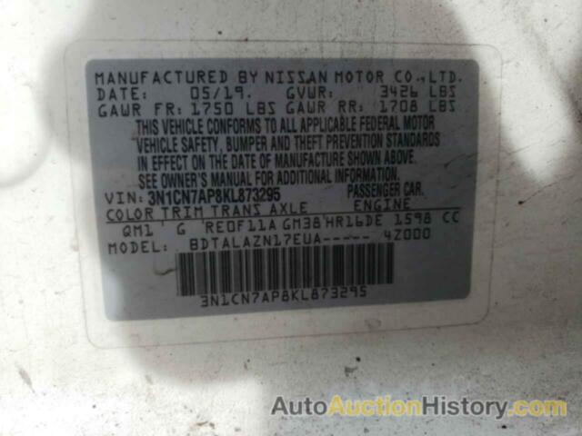 NISSAN VERSA S, 3N1CN7AP8KL873295