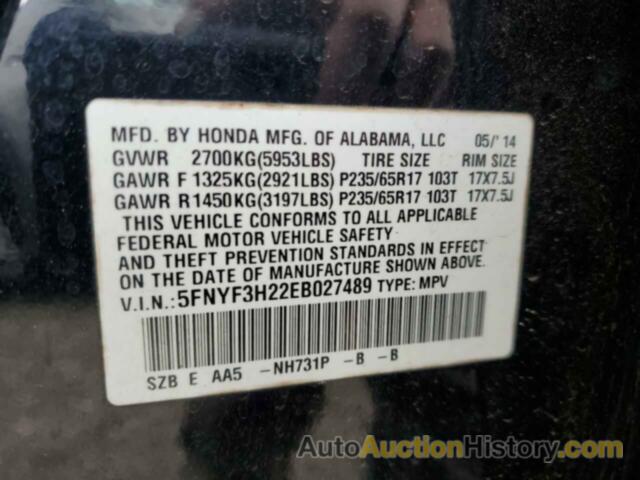 HONDA PILOT LX, 5FNYF3H22EB027489