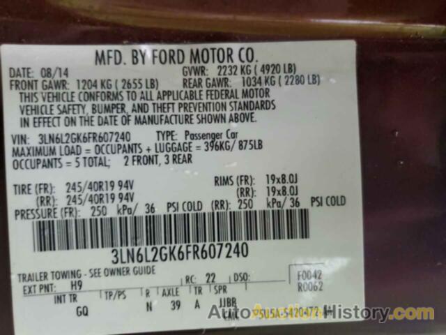 LINCOLN MKZ, 3LN6L2GK6FR607240