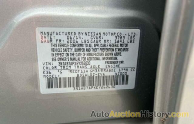 NISSAN SENTRA S, 3N1AB7APXEY262630