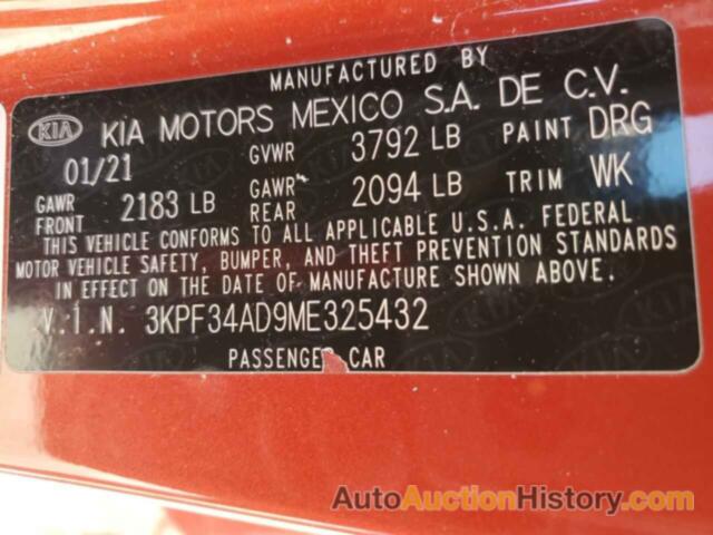 KIA FORTE GT LINE, 3KPF34AD9ME325432