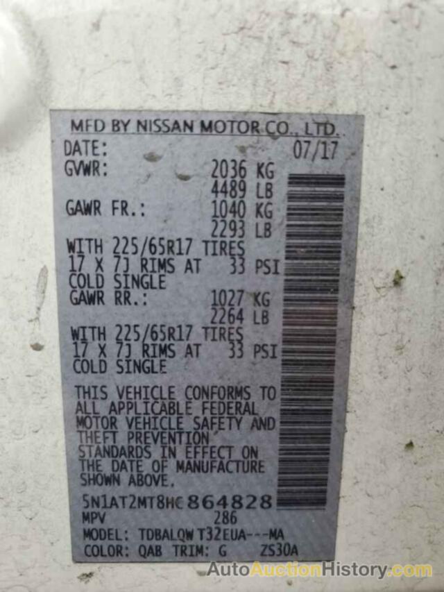 NISSAN ROGUE S, 5N1AT2MT8HC864828