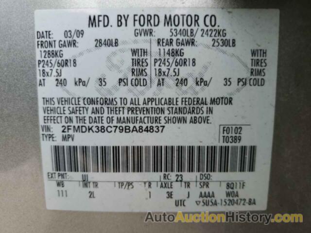 FORD EDGE SEL, 2FMDK38C79BA84837