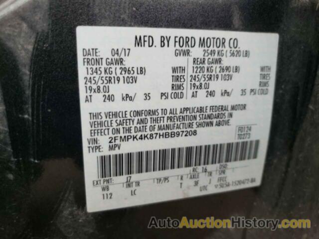 FORD EDGE TITANIUM, 2FMPK4K87HBB97208