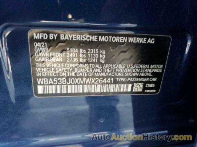 BMW 5 SERIES I, WBA53BJ0XMWX26441