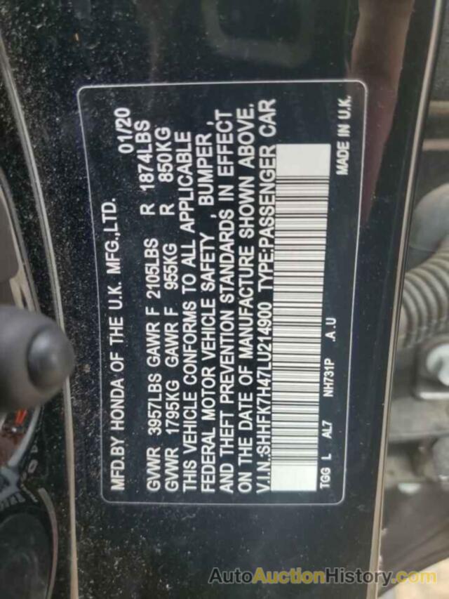 HONDA CIVIC SPORT, SHHFK7H47LU214900