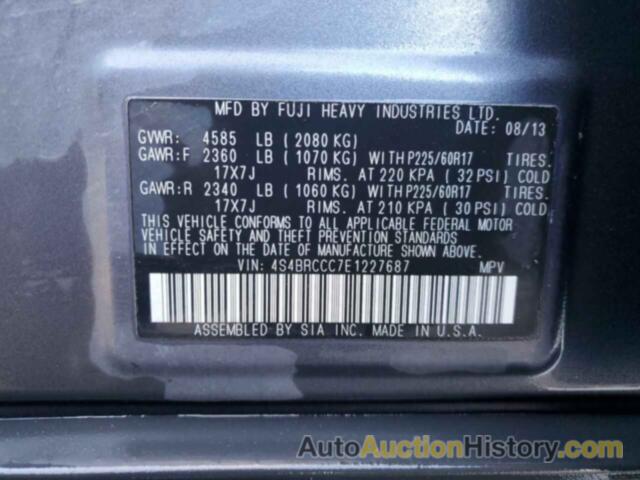 SUBARU OUTBACK 2.5I PREMIUM, 4S4BRCCC7E1227687