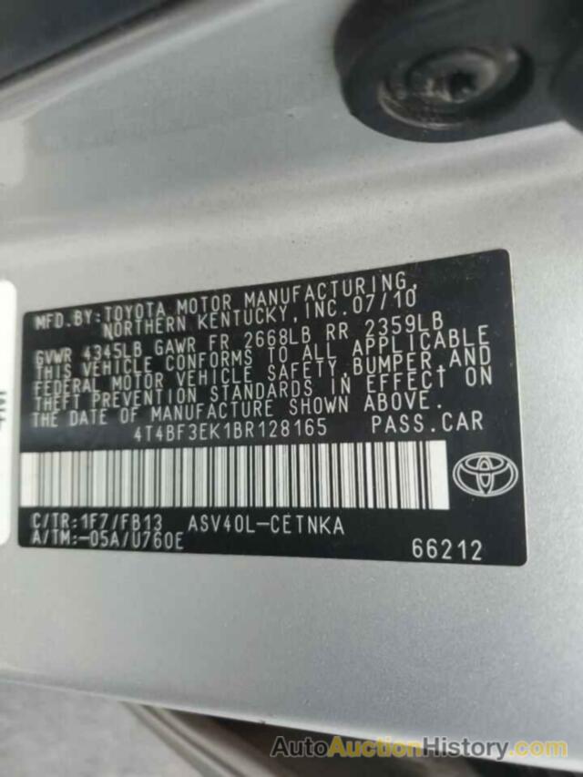 TOYOTA CAMRY BASE, 4T4BF3EK1BR128165