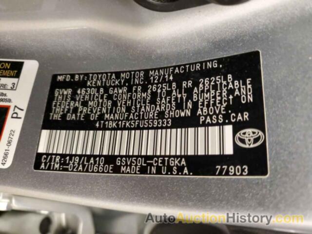 TOYOTA CAMRY XSE, 4T1BK1FK5FU559333