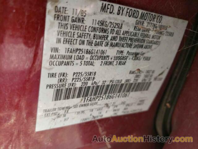 FORD 500 LIMITED, 1FAHP25186G141061
