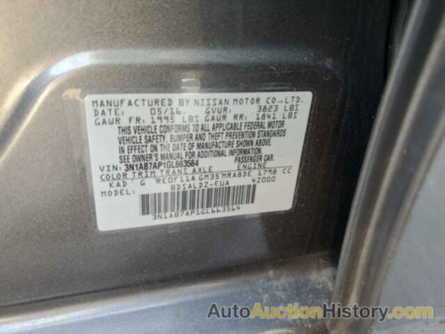 NISSAN SENTRA S, 3N1AB7AP1GL663564