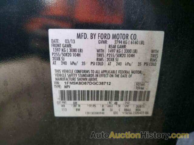 FORD EXPLORER XLT, 1FM5K8D87DGC38712