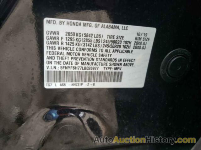 HONDA PILOT BLACK, 5FNYF6H77LB026977