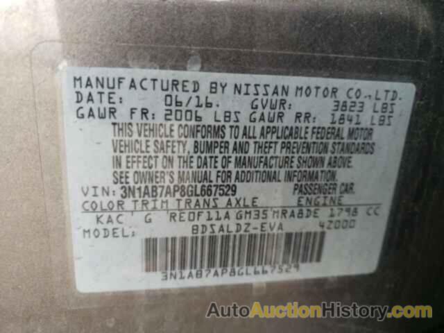 NISSAN SENTRA S, 3N1AB7AP8GL667529