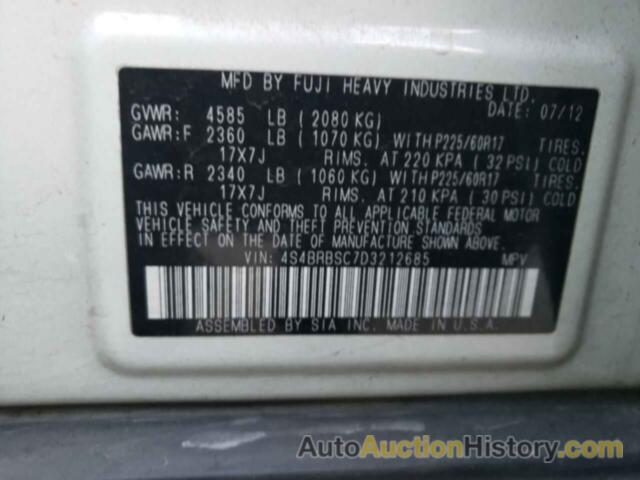 SUBARU OUTBACK 2.5I LIMITED, 4S4BRBSC7D3212685