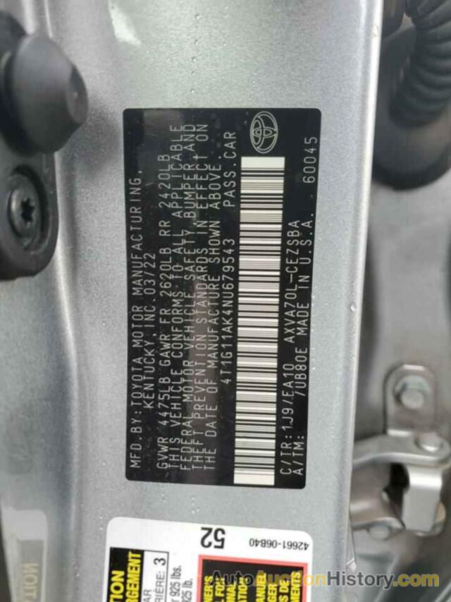 TOYOTA CAMRY SE, 4T1G11AK4NU679543