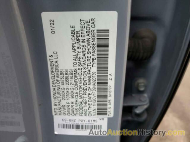 HONDA ACCORD SPORT, 1HGCV1F39NA020739