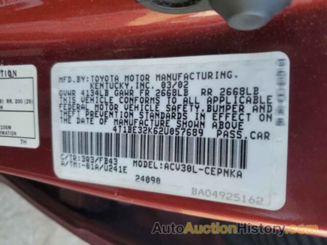 TOYOTA CAMRY LE, 4T1BE32K62U057689