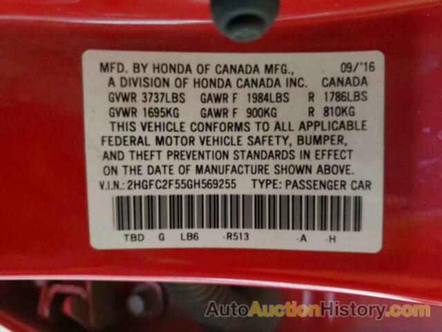 HONDA CIVIC LX, 2HGFC2F55GH569255