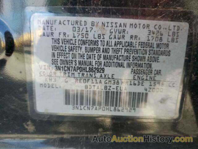 NISSAN VERSA S, 3N1CN7AP0HL862929