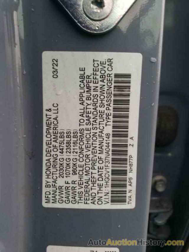 HONDA ACCORD SPORT, 1HGCV1F37NA044148