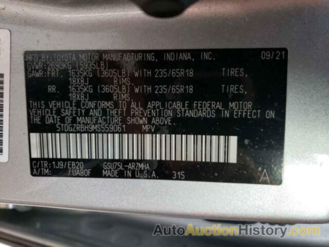 TOYOTA HIGHLANDER XLE, 5TDGZRBH9MS559061