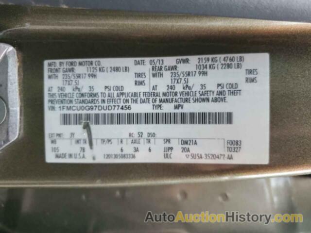 FORD ESCAPE SE, 1FMCU0G97DUD77456