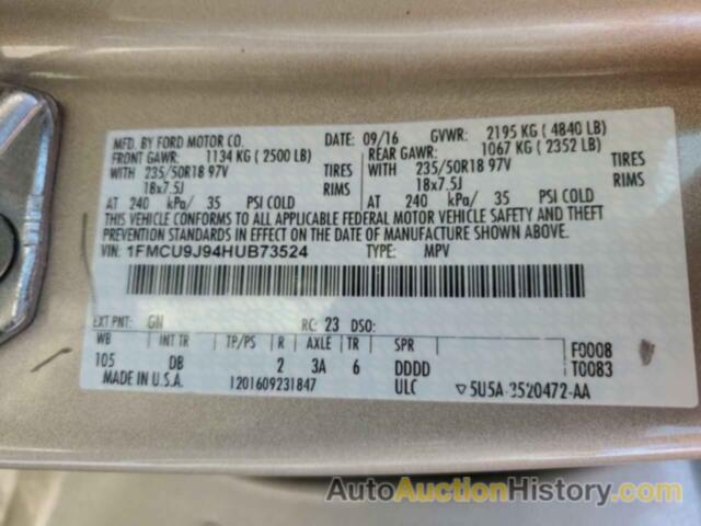 FORD ESCAPE TITANIUM, 1FMCU9J94HUB73524