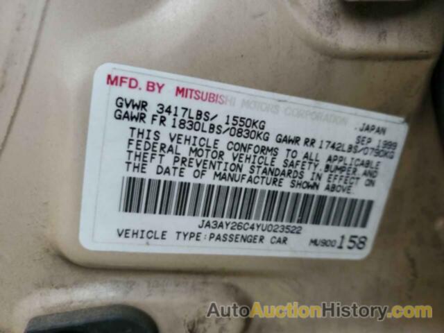 MITSUBISHI MIRAGE DE, JA3AY26C4YU023522