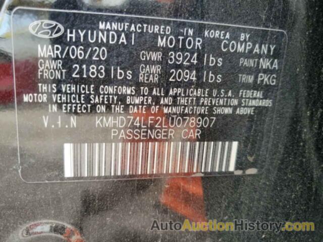 HYUNDAI ELANTRA SE, KMHD74LF2LU078907