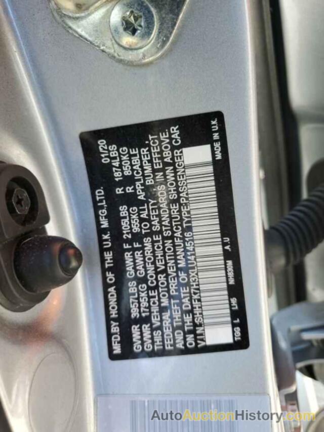 HONDA CIVIC LX, SHHFK7H3XLU414516