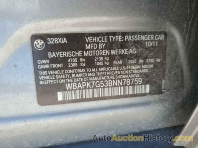 BMW 3 SERIES XI, WBAPK7G53BNN78759