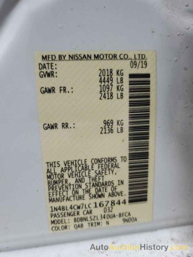 NISSAN ALTIMA SR, 1N4BL4CW7LC167844