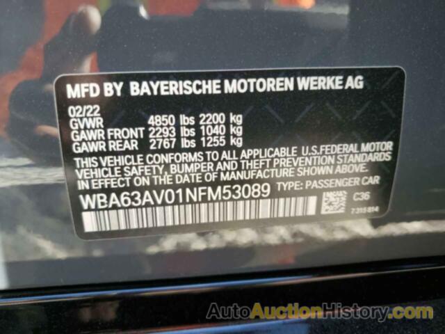 BMW 4 SERIES GRAN COUPE, WBA63AV01NFM53089