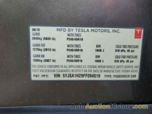 TESLA MODEL S 85D, 5YJSA1H29FF094519