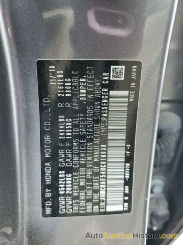 HONDA ACCORD HYBRID EXL, JHMCR6F54HC016638