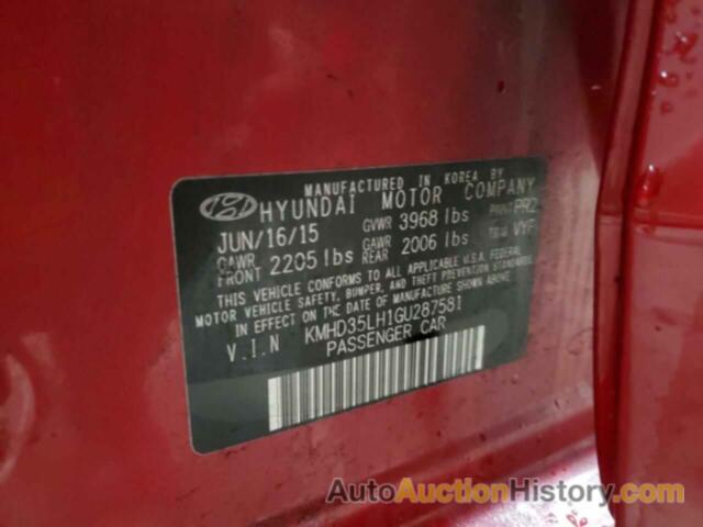 HYUNDAI ELANTRA, KMHD35LH1GU287581