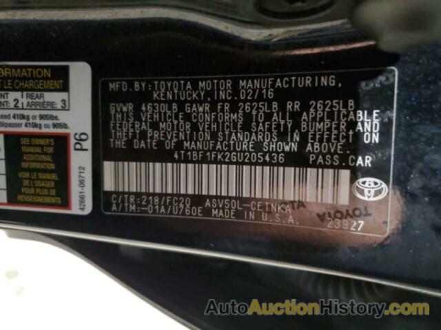 TOYOTA CAMRY LE, 4T1BF1FK2GU205436