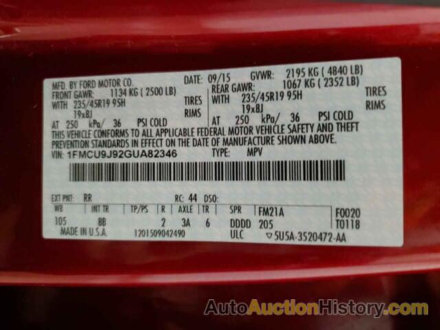 FORD ESCAPE TITANIUM, 1FMCU9J92GUA82346