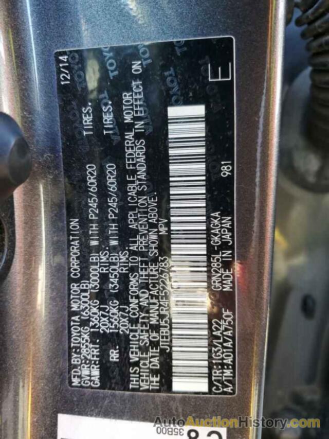 TOYOTA 4RUNNER SR5, JTEBU5JR4F5226783