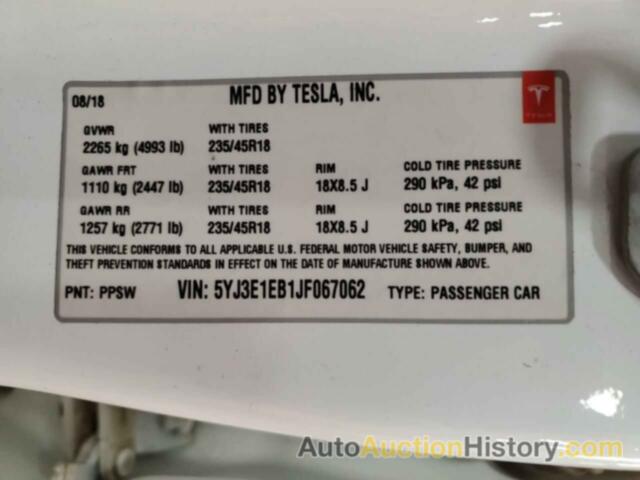 TESLA MODEL 3, 5YJ3E1EB1JF067062