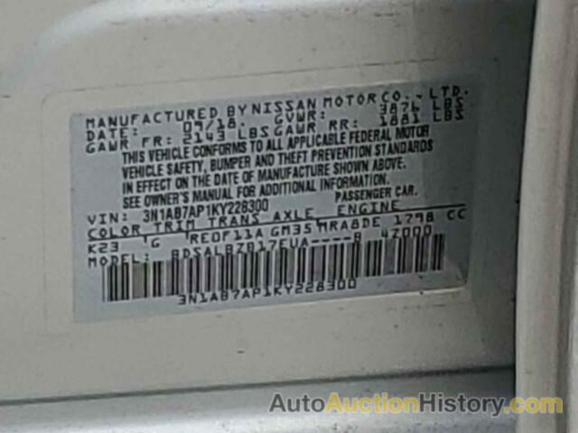 NISSAN SENTRA S, 3N1AB7AP1KY228300