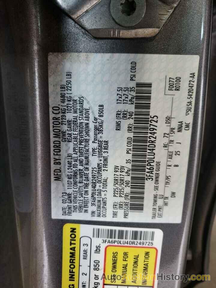 FORD FUSION SE HYBRID, 3FA6P0LU4DR249725