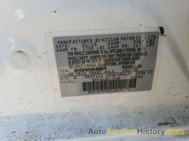 NISSAN VERSA S, 3N1CN7AP2DL869679