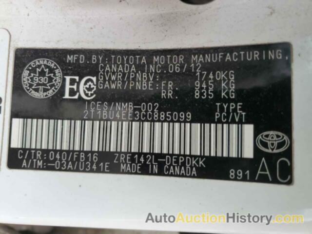 TOYOTA COROLLA BASE, 2T1BU4EE3CC885099